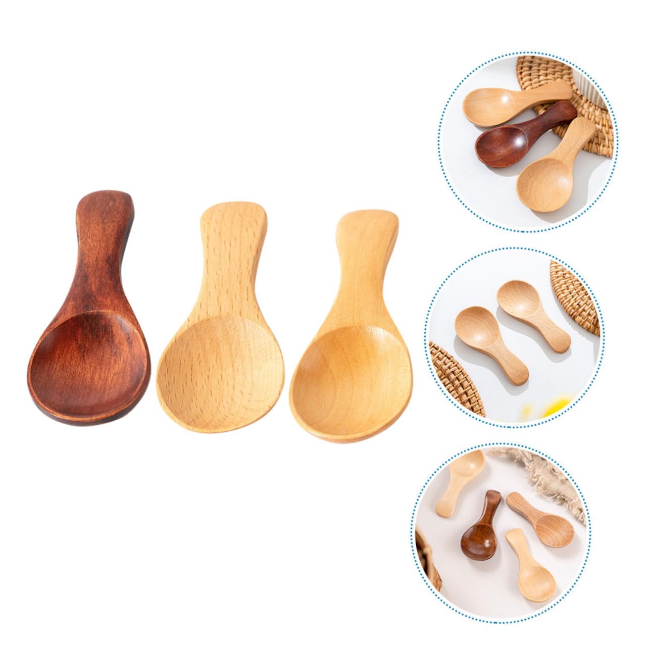 FELTECHELECTR Practical Tea Scoops Mini Wooden Spoons Safe for Sugar Salt Tea Leaf Compact Design