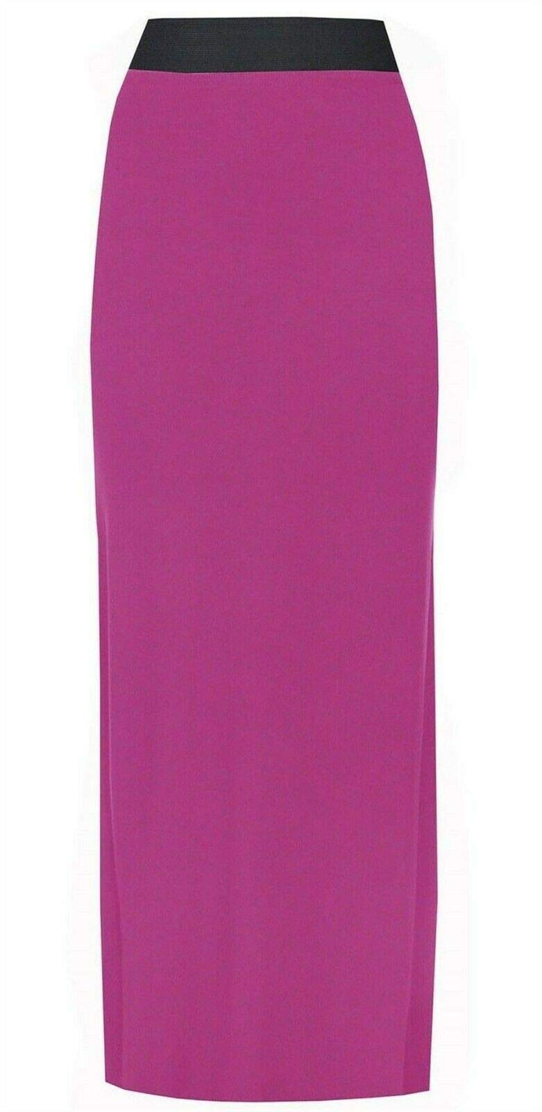 Fairy Trendz Ltd Women's Fuchsia Plain Long Elasticated Gypsy Skirt Fancy Printed Jersey Maxi Skirt ( Uk 16-18)