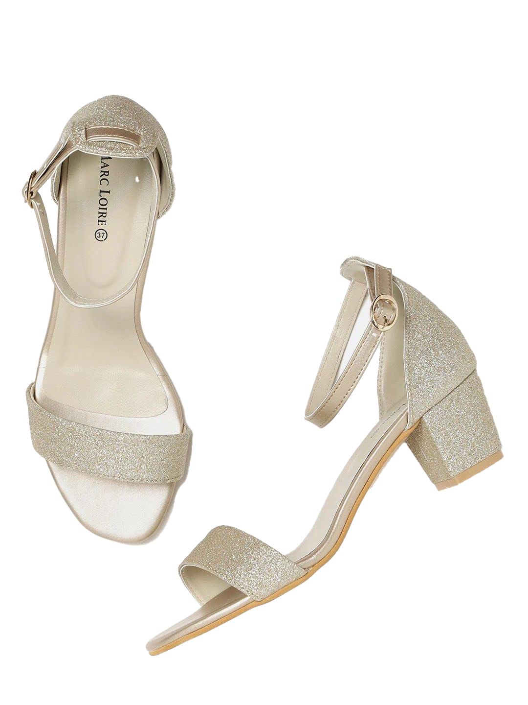 marc loire Women's Shimmer Open Toe Comfortable Block Heel Sandals-picture-14