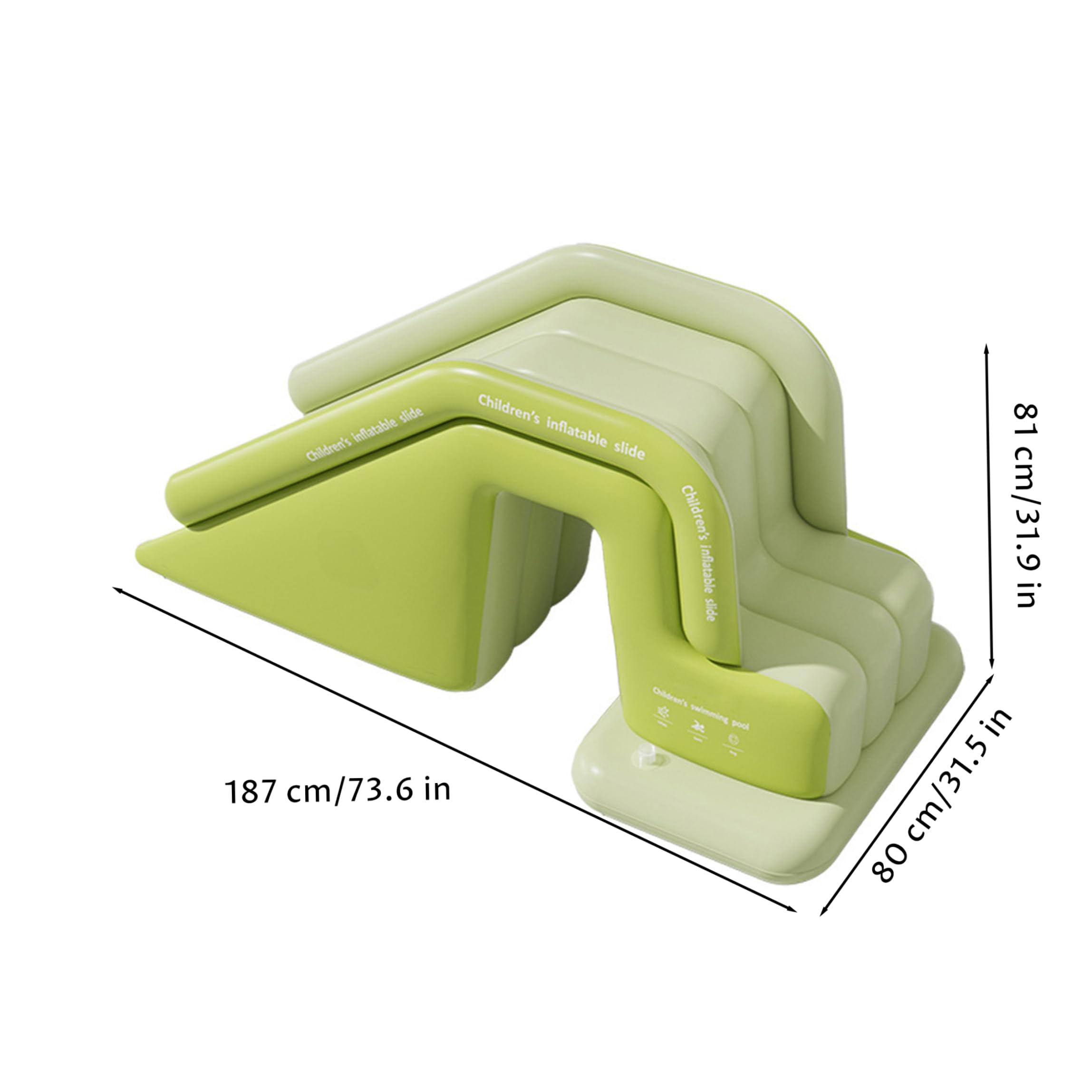 Tobogán acuático Inflable para Piscina Juguete de Verano Antideslizante para Patio para niños y niñas Verde