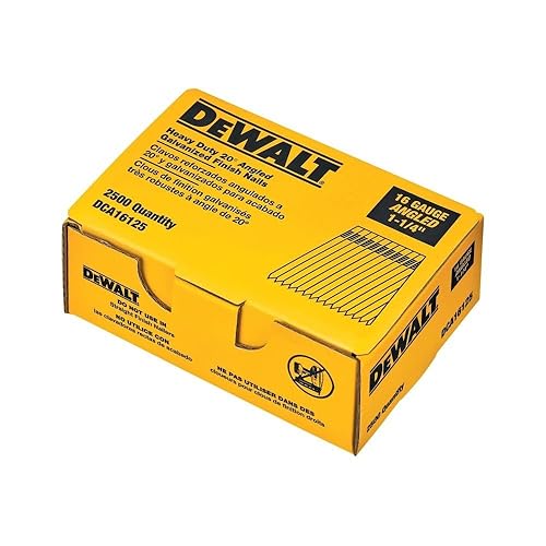 DEWALT Uñas de acabado 20 grados 1-14 pulgadas 16GA paquete de 2500 DCA16125