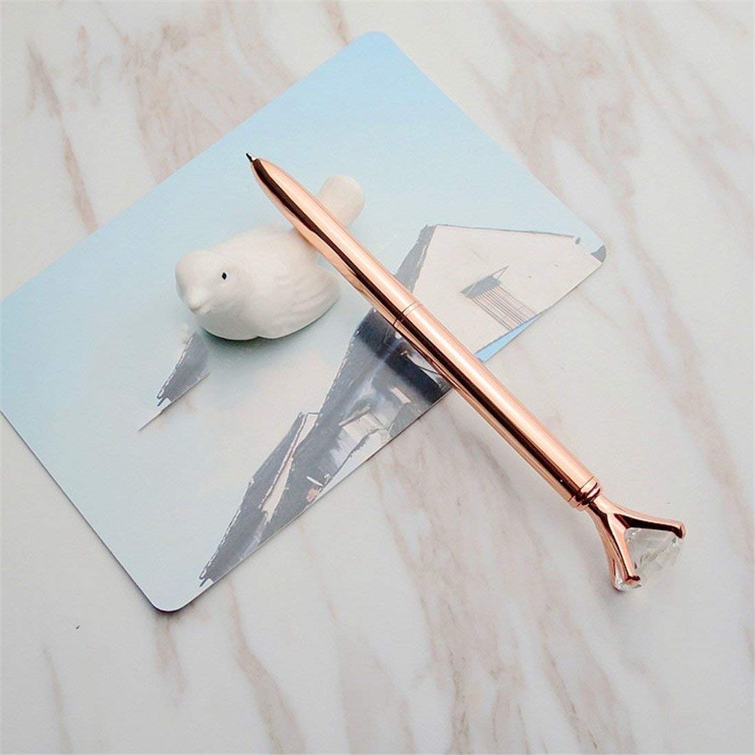 Big Diamond Crystal Metal Ballpoint Pen Ball Pen Office Stationery Supplies Rose Fashion Design — view 2