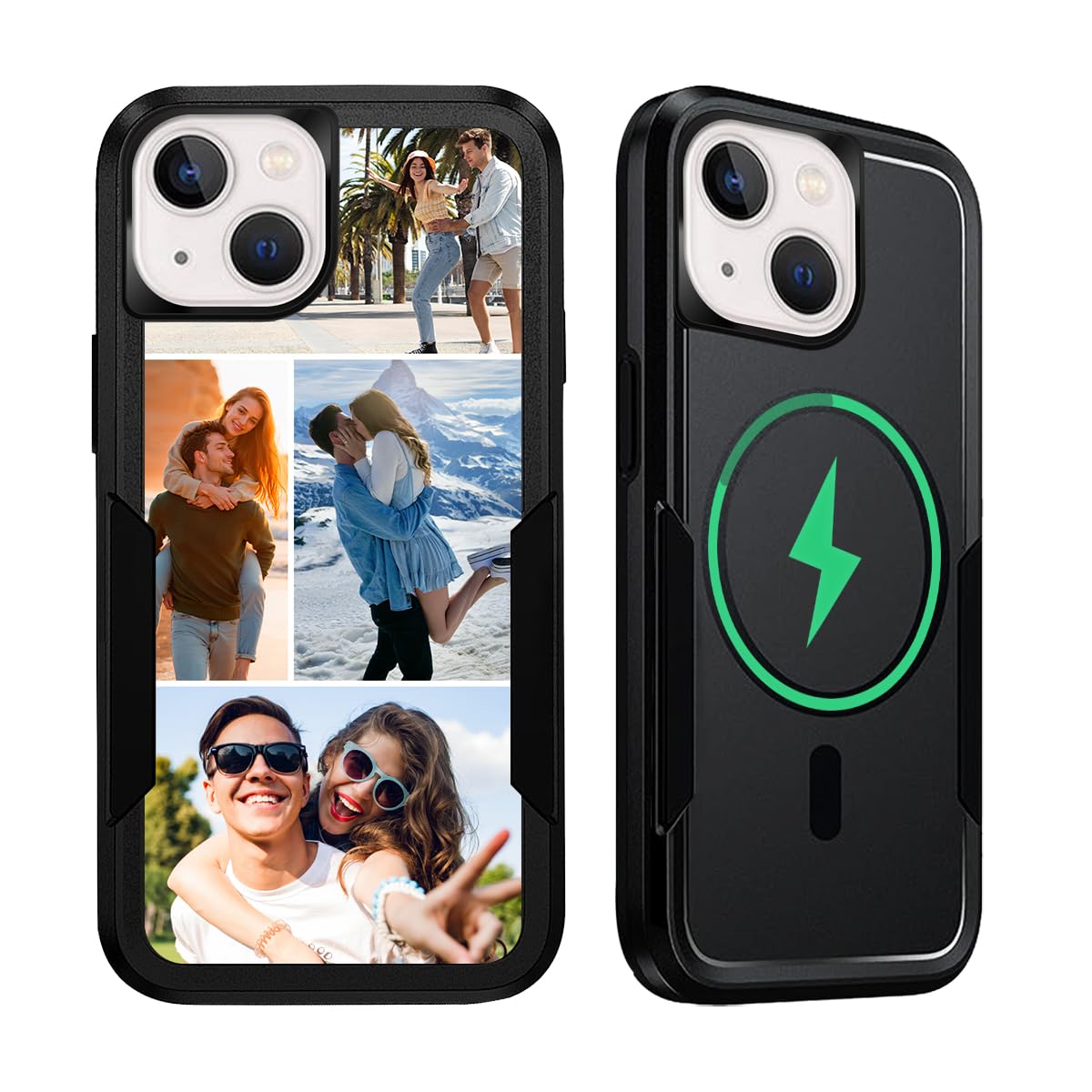 Customize Photo Case for iPhone 14 Magnetic Compatible with Magsafe Military-Grade Drop Protection Custom Picture Collage Personalized Text Name Phone