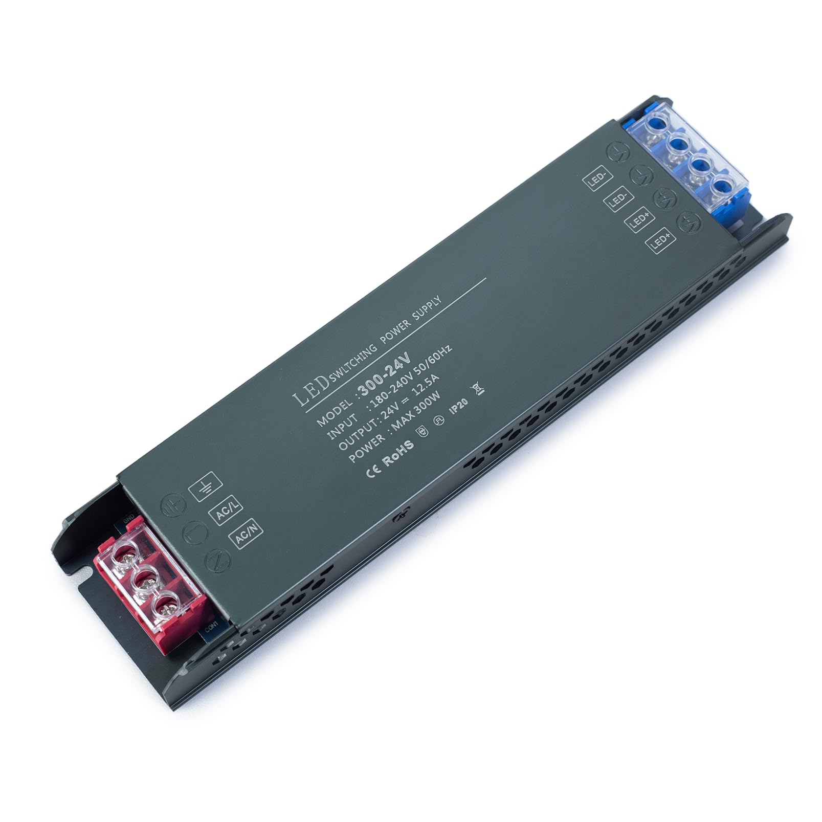 KSIBNW 24V LED Driver 24V 300W Transformer AC 240V to DC 24V 12.5A Constant Voltage Power Supply Ultra Slim Low Volt Transformer Adapter for LED Strip Light