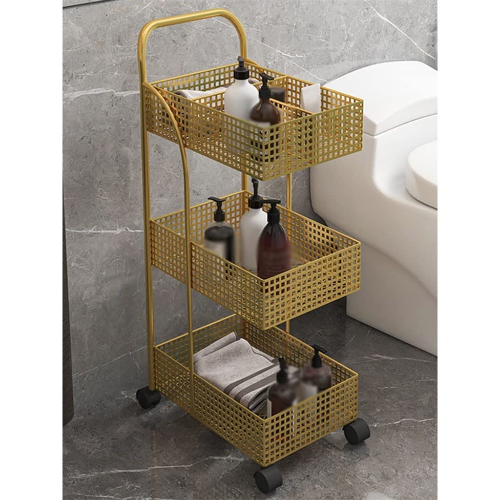 Estantes de metal de estilo escandinavo con ruedas extraíbles para almacenamiento de dormitorio, cocina y baño