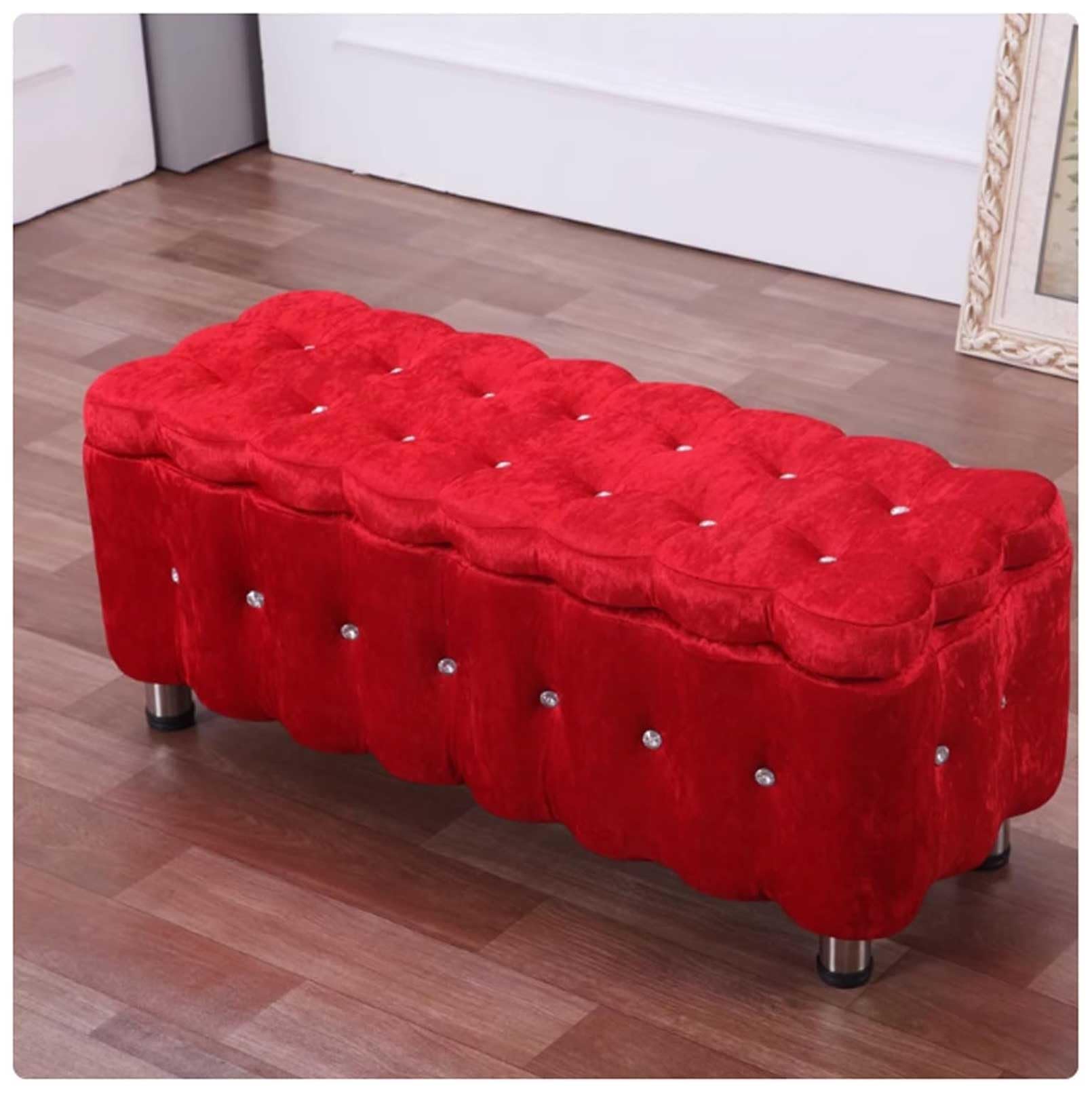 MSHGSKU Storage Bench Ottoman for Bedroom Large Capacity Pouf with Metal Legs Footrest & Shoe 100x40x40cm (39x16x16inch) Stylish & Functional Furniture