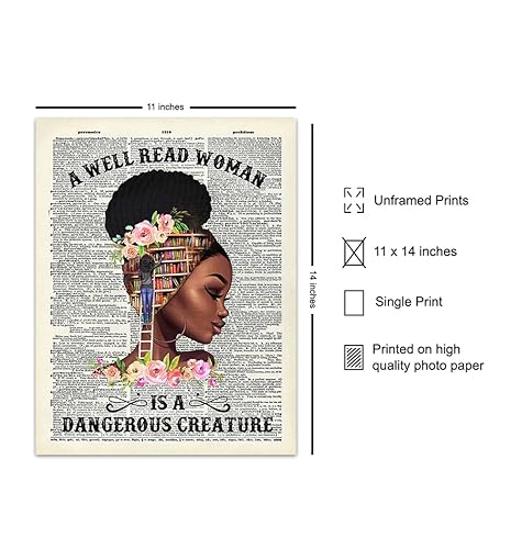 Miniatura 2 de Empowered Black Women Poster LARGE 11x14 - Classroom Decor - Motivational Wall Art - Never Underestimate the Power of a Girl With a Book - African