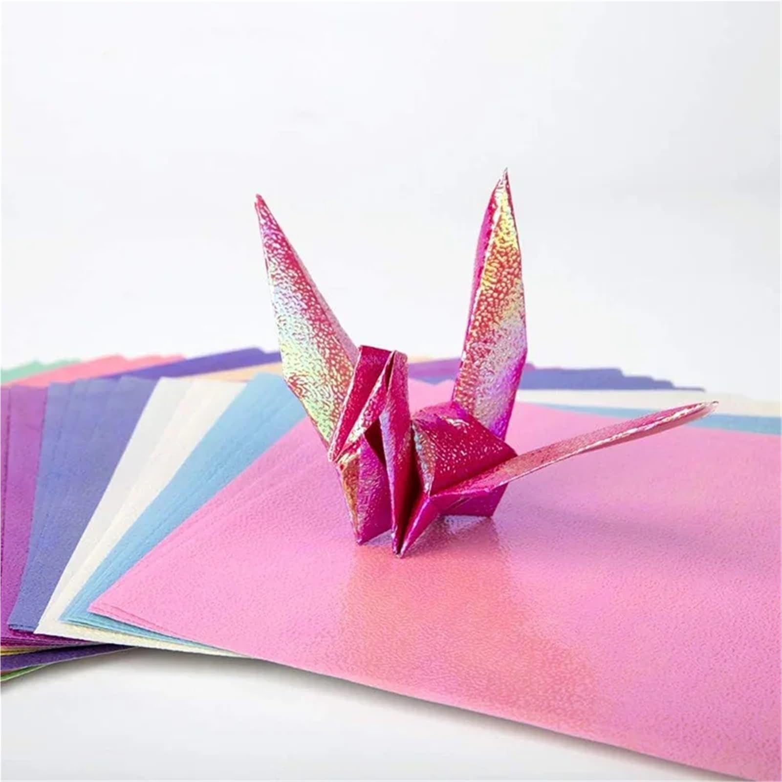 100 Stück Origami-Papier, schillernd, glitzernd, Bastelpapier, faltbar, solide, bunte Kranich-Papiere, DIY, handgefertigte Bastelarbeiten for Kinder Für Handgefertigte Dekorationen(15x15cm)