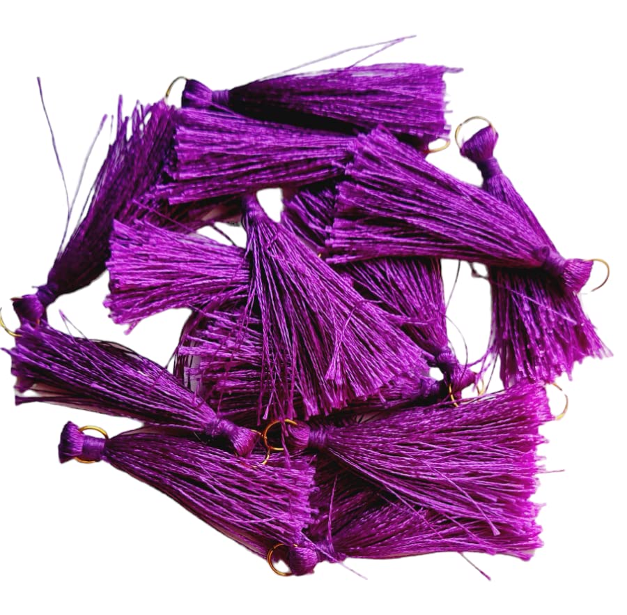 Zippy Flora Handmade Silk Tassels for DIY Wall Crafts and Projects (Purple (Pack of 20))