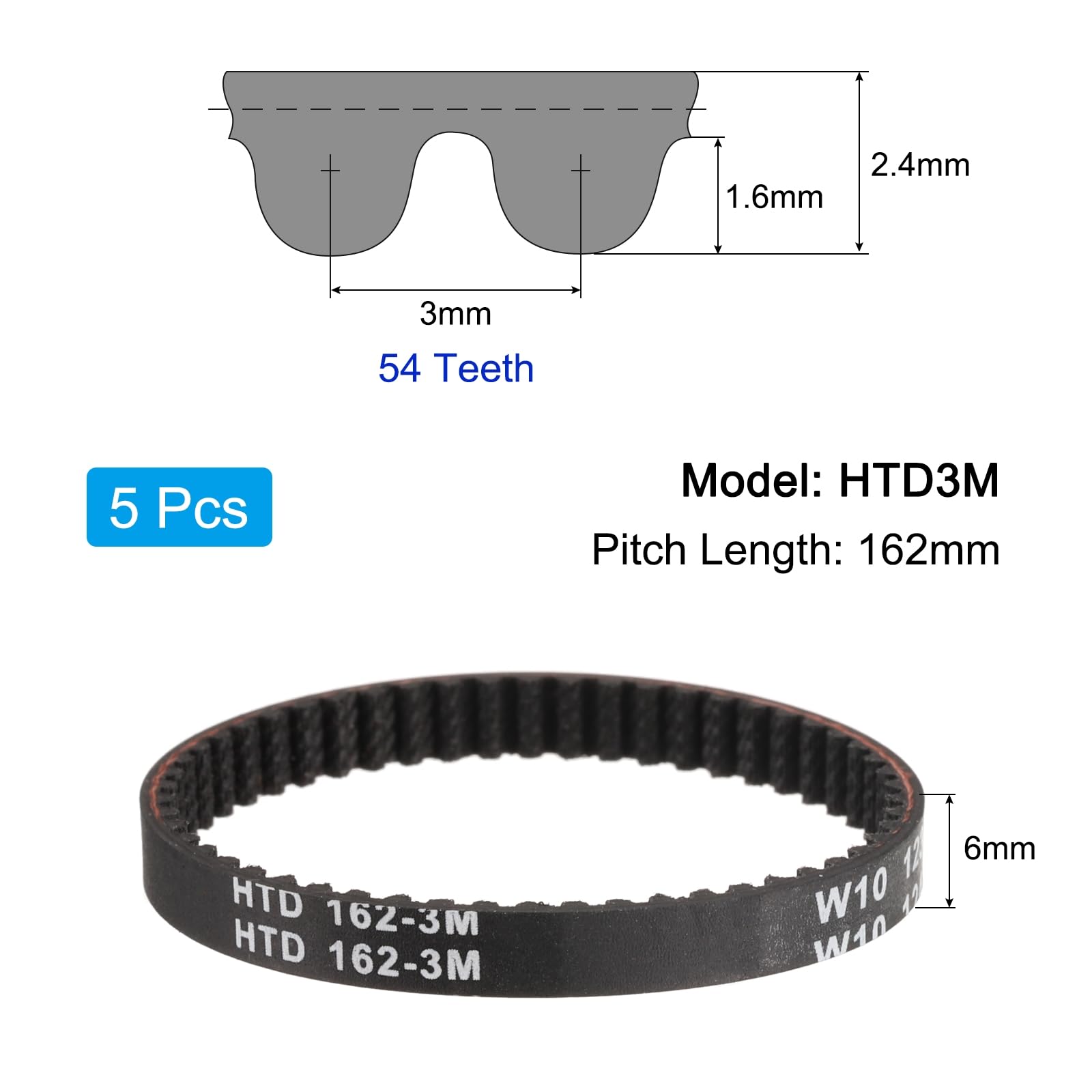 Courroie Distribution HTD-5M 108 Dents – Longueur 540 Mm X 9 Mm – Caoutchouc Renforcé Nylon Pour CNC & Imprimante 3D