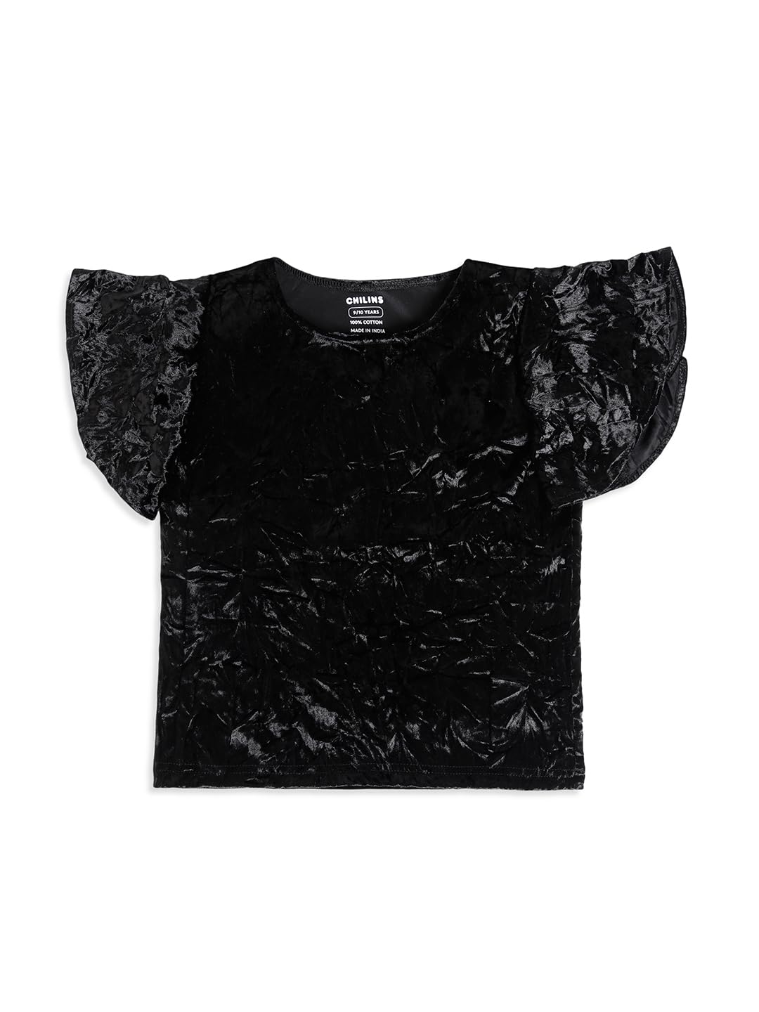 Girls Red Velvet Party Top – Flutter Sleeve-image-12