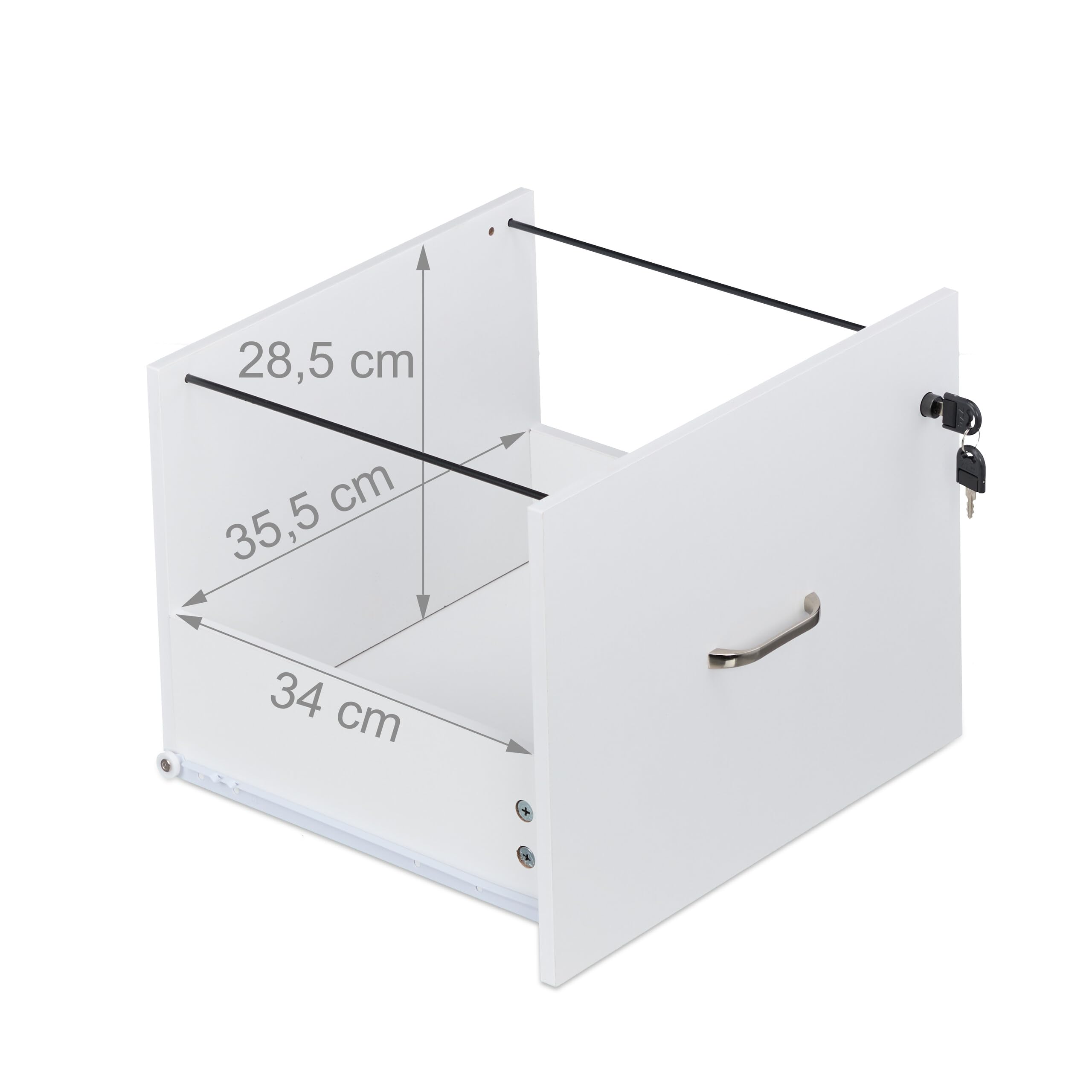 Relaxdays Caisson de Bureau 2 Tiroirs avec Clé Barres Dossiers Suspendus 72 x 43 x 46 cm Blanc