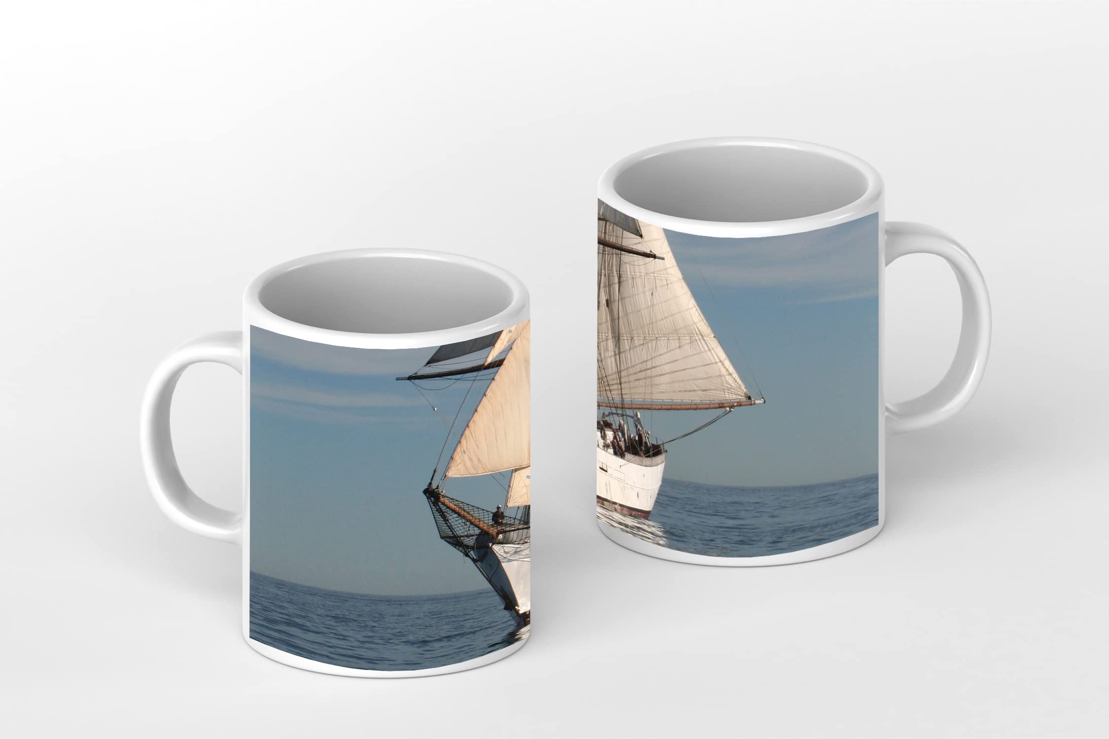 Tazza In Ceramica 325 Ml Con Albero In Spiaggia - Design Bianco E Nero, Idea Regalo Originale, Lavabile In Lavastoviglie E Microonde