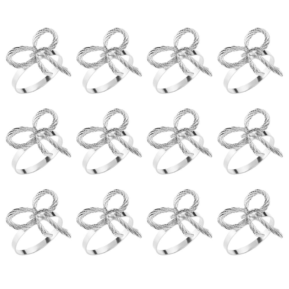 Serviettenringe, 12 Stück Serviettenschnallen mit Schleife aus Metall, Serviettenringehalter für Valentinstag, Hochzeit, Geburtstag, Abendessen, Party, Tischdekoration