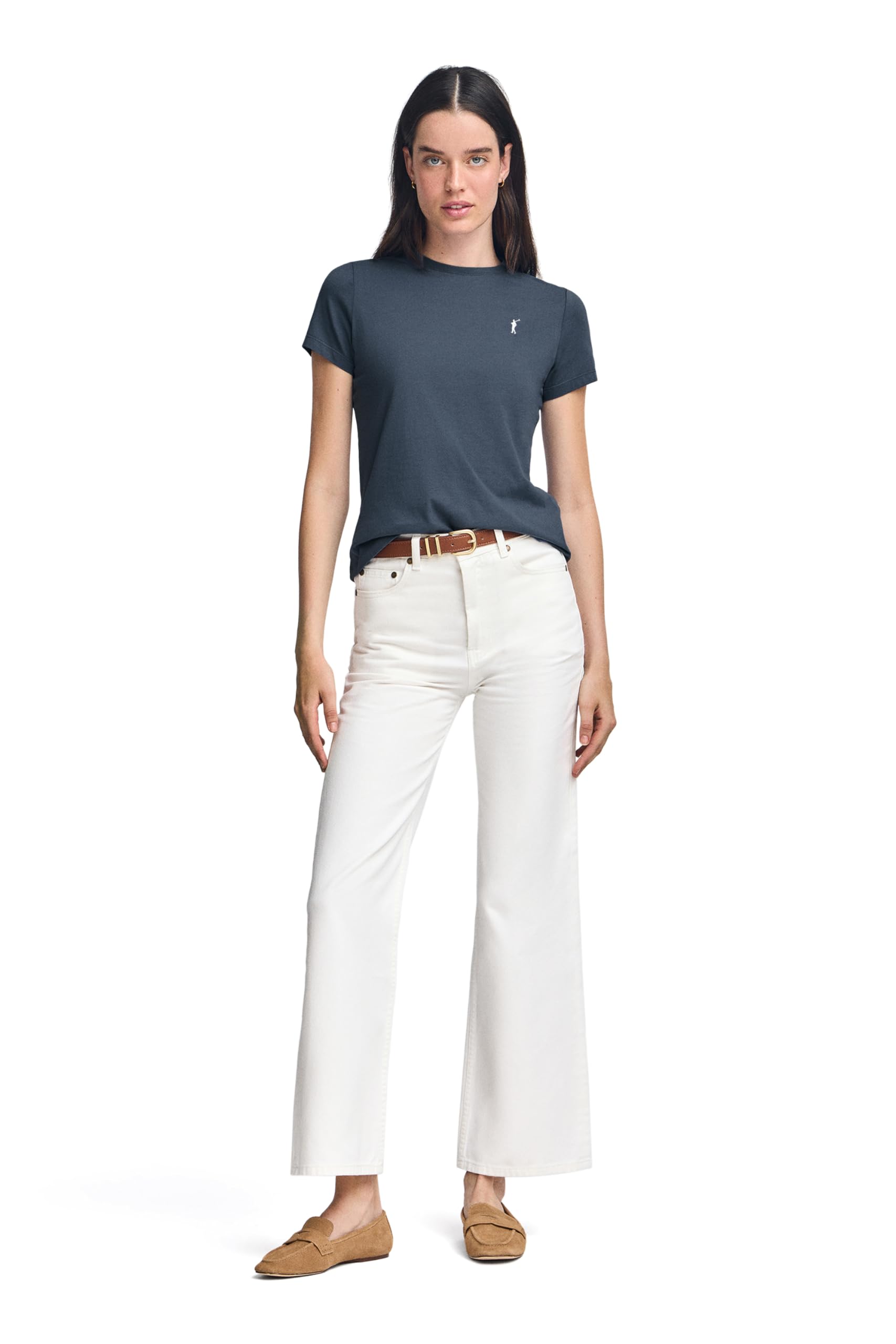 Polo Club Camiseta Mujer Cuello Redondo Manga Corta 100% Algodón - Logo Bordado