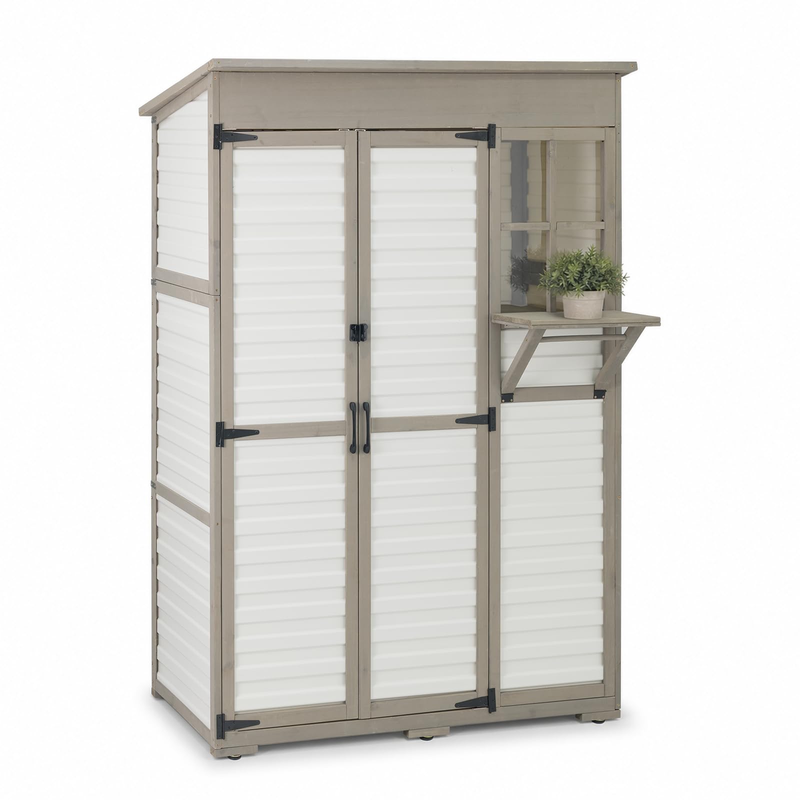 Large Outdoor Storage Cabinet, Weatherproof Garden Shed with 3 Shelves