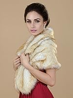 Vista 55 de Aukmla Bufanda de piel de boda para mujer con broche de diamantes de imitación para novia y damas de honor A-Marrón