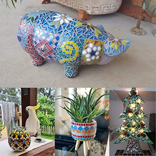 Wq Warmqing Candy Series Mini Round Mosaic Tiles For Crafts Bulk, White Cabochon Glass Mosaic Pieces For Art; 1/2 Inch Cute Round Beads For Decoration Diy Hobbies, Mosaic Kit For Adults #TOP1