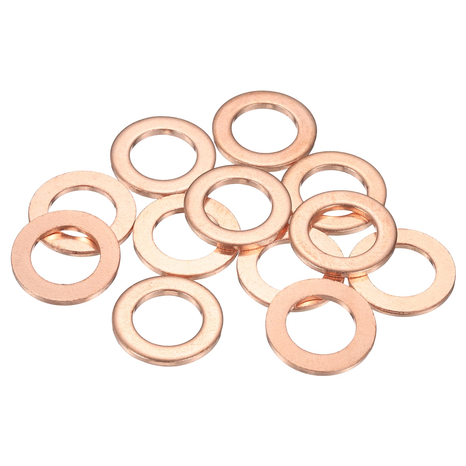 sourcing map 12 Pcs Flat Copper Washers, 11x18x1.5mm Copper Upgraded Flat Metric Sealing Crush Ring Washers for Hydraulic Fittings Screw Bolt Nut Electronic Repair โ image 1