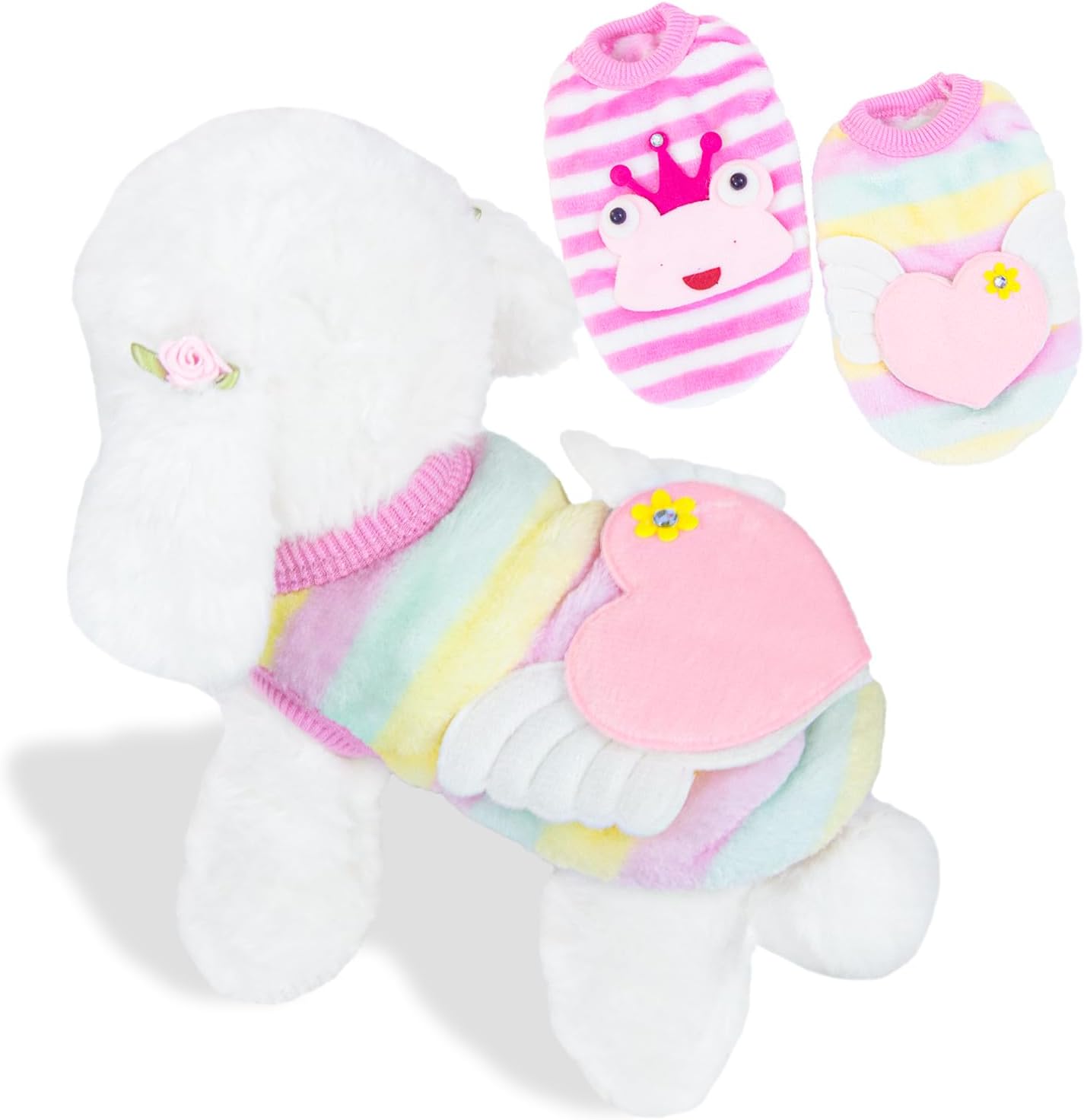 2 Pack Dog Sweaters for Small Dogs Girl Winter Fleece Cute Warm Puppy Sweaters Extra Small Dogs Clothes Chihuahua Teacup Dog Cat Clothes Pet Outfit Pink (XXX-Small)