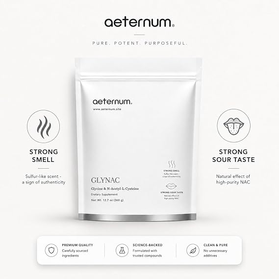 aeternum GLYNAC Powder 120g, Glycine & N-Acetyl-L-Cysteine, 4g Per Serving