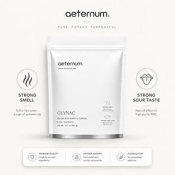 aeternum GLYNAC Powder 120g, Glycine & N-Acetyl-L-Cysteine, 4g Per Serving