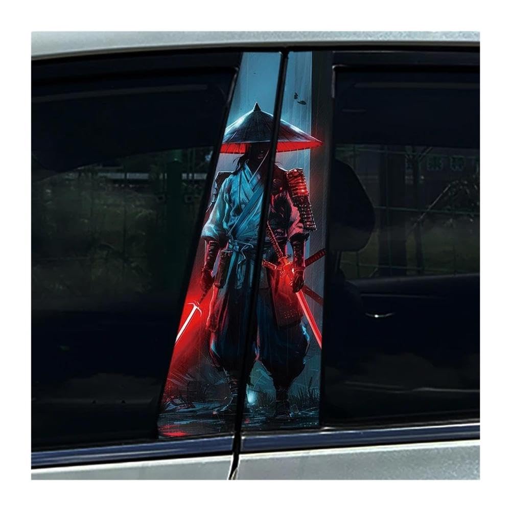 Body Parts 2PCS Car Center Pillar Sticker Lightning Raiden Thunderstruck B Pillar Protective Film Decoration(Type A)
