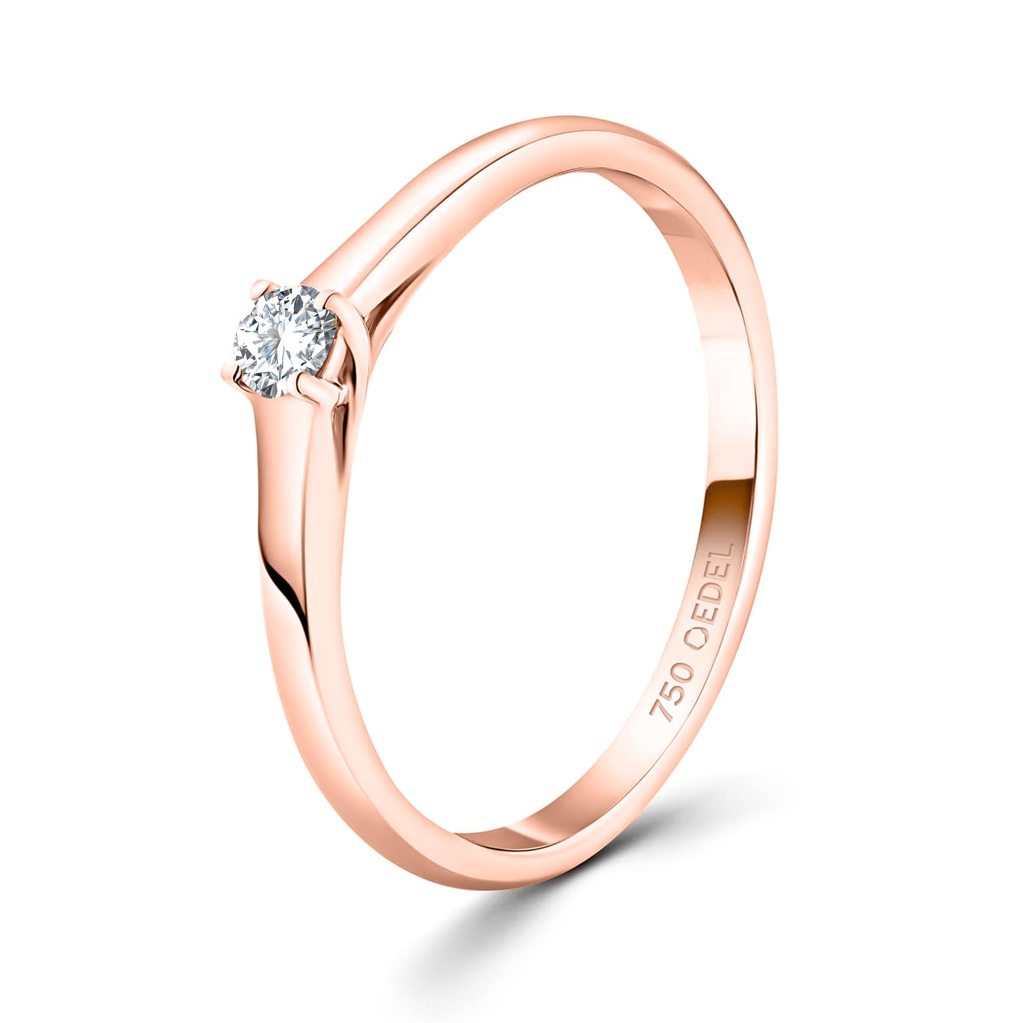 EDELIND Diamant Verlobungsring Damen Gold 750 - Diamantring 0.05-1 Ct GIA-zertifiziert aus Roségold - mit Geschenkbox - Symbol der Liebe