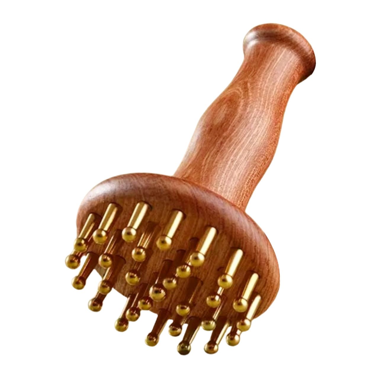 Sandelholz-massagebürste Mit Messingkopf Ergonomischer Ganzkörper-massagestab Für Gua Sha-körperpflege Rücken- Bauch- Oberschenkel Armentspannung Tragbar Für Zuhause Und