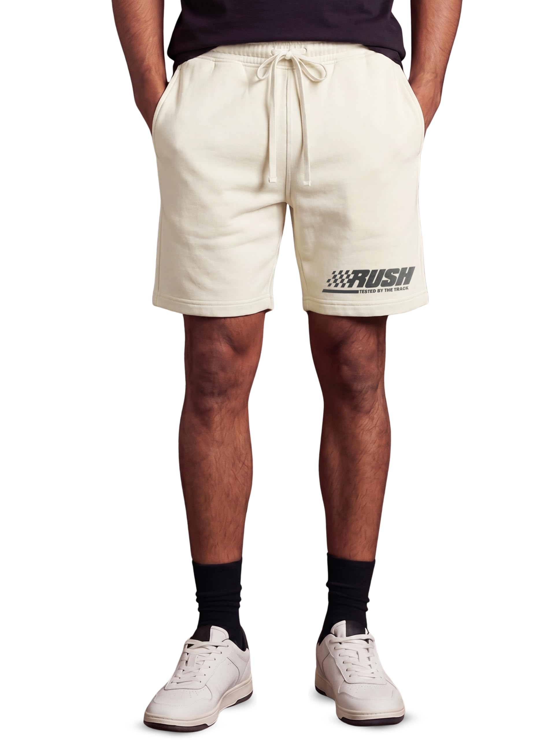 fflirtygo Men's Rush Printed Shorts | 240 GSM Cotton Terry | Drawstring Elastic Waist | Side Pockets | Off White-picture-23