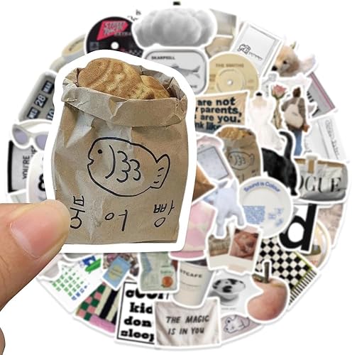 Miniatura 3 de ZJSXINDI Calcomanías estéticas impermeables para laptop, 57 piezas para botella de agua, laptop, computadora, patineta, parachoques, calcomanías