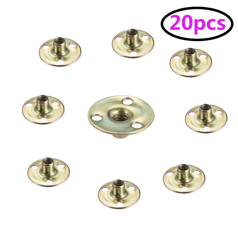 M12 Brad Hole Tee Nut, 10Pcs Carbon Steel Round Base Screw-In