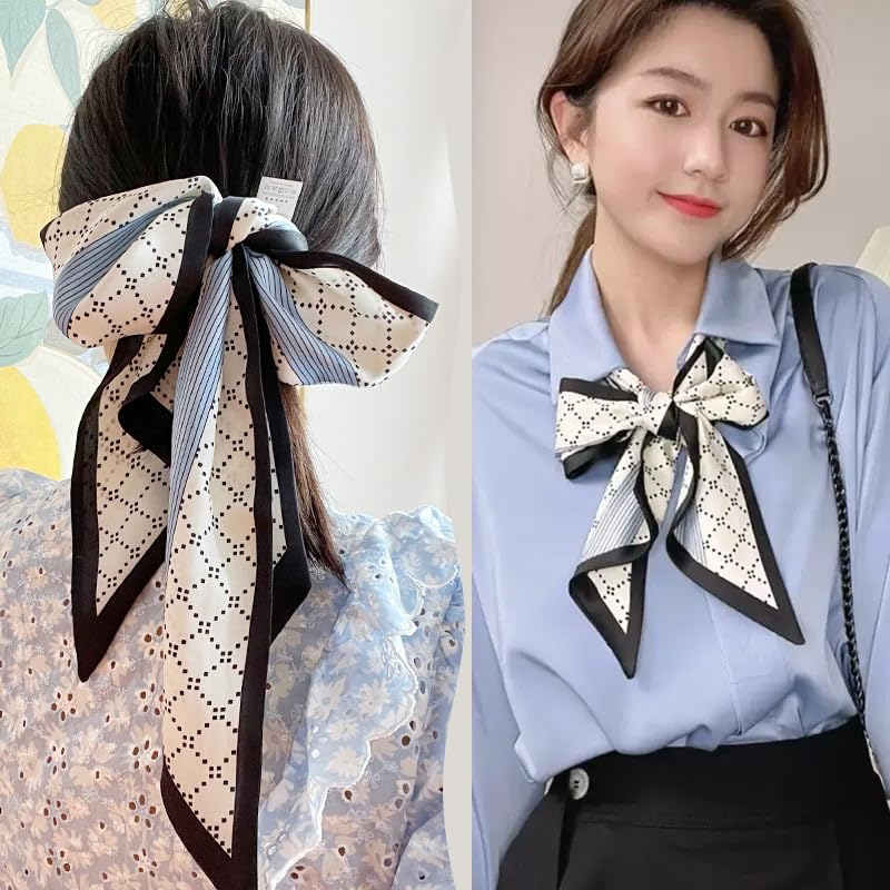 Image of Head Hair Scarf for Women,Silky Long Headscarf Purse Bag Scarfs for Handbag Fashion Satin Neck Scarves Accessories