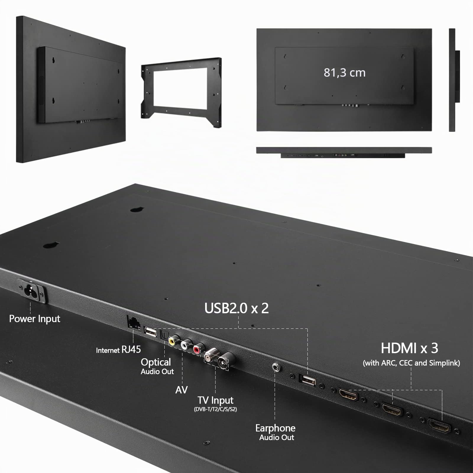 Soulaca 32 Pouces 4K UHD Smart Miroir TV pour Salle de Bain, télécommande Magique, étanche IP65, Regarder Netflix,Alexa intégré, Haut-parleurs intégrés,Modèle 2026