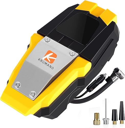 Krumano Compresor de aire portátil inflador de neumáticos de 12 V CC accesorios de automóvil bomba de neumáticos automática 150 PSI con luz LED