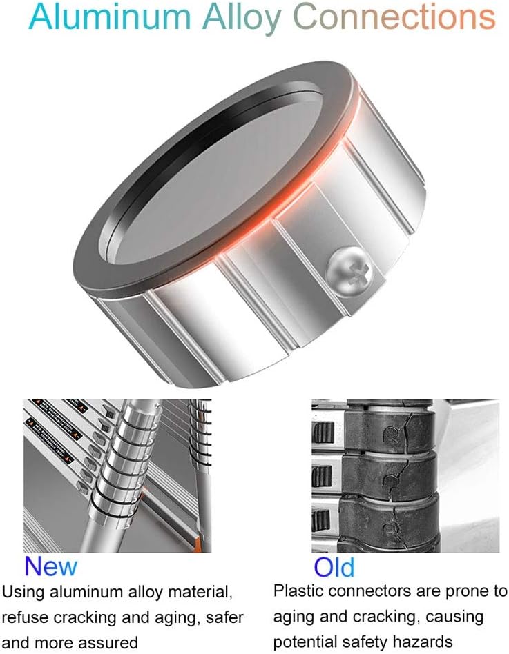 Portable Extension Ladder Telescopic Ladder Telescoping Ladder, Heavy Duty Multi-Purpose Aluminum Extension Folding Ladder with Hooks, 1.8/2.5/3.2/3.9/4.6/5.3 m Tall