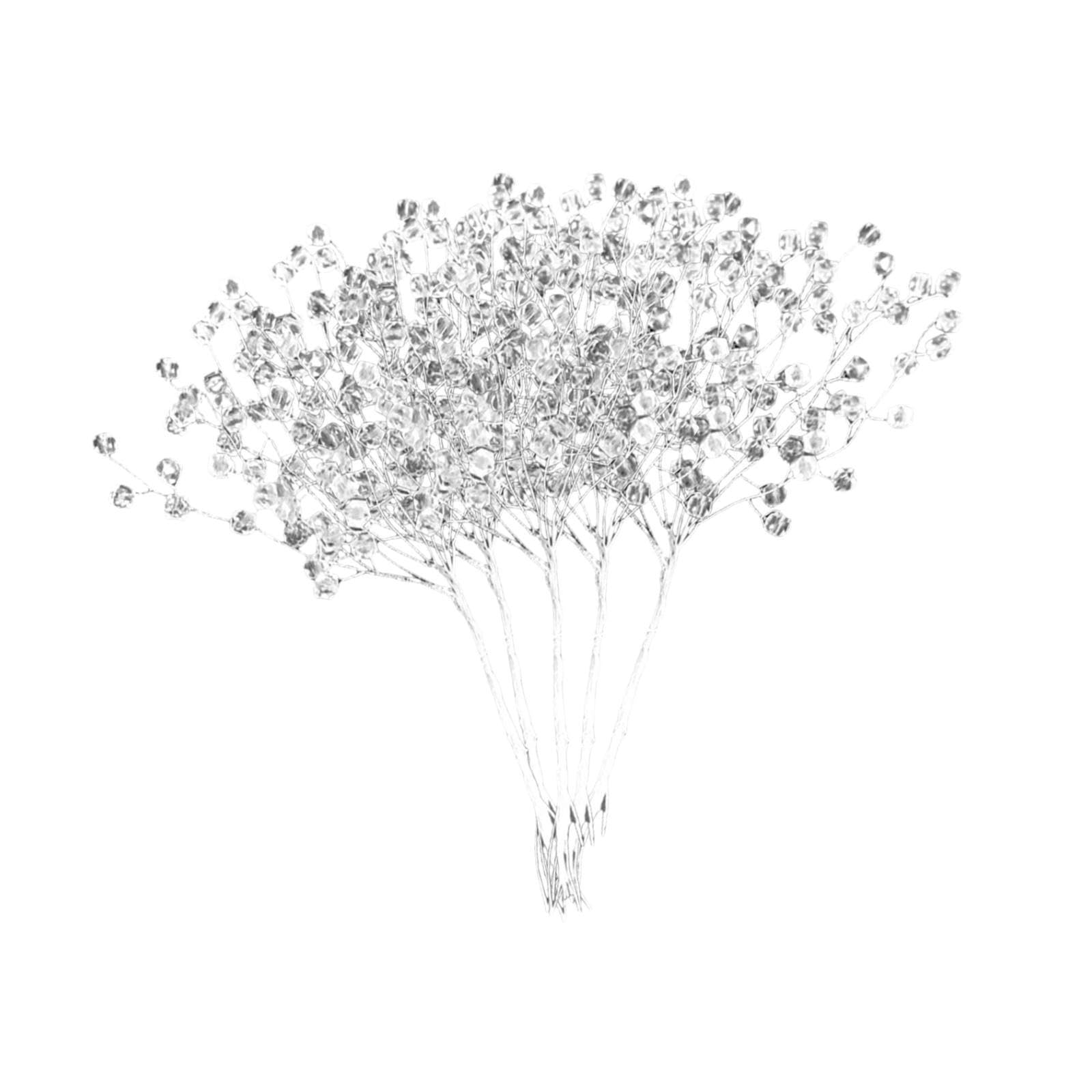 TWISAXC Acrylic Bead Drops Bud Branches Flower Twig Pick Trendy Wedding Decor Unique Home Craft Livingroom Centerpieces Bead Drop Flower Branches Artificial Bouquets