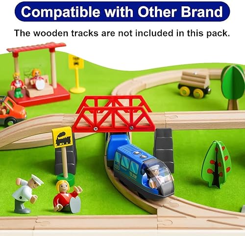 Miniatura 3 de HYPERLIVING Tren locomotora de acción a pilas conexión magnética potente tren de bala de motor compatible con Thomas Brio Chuggington tren de madera