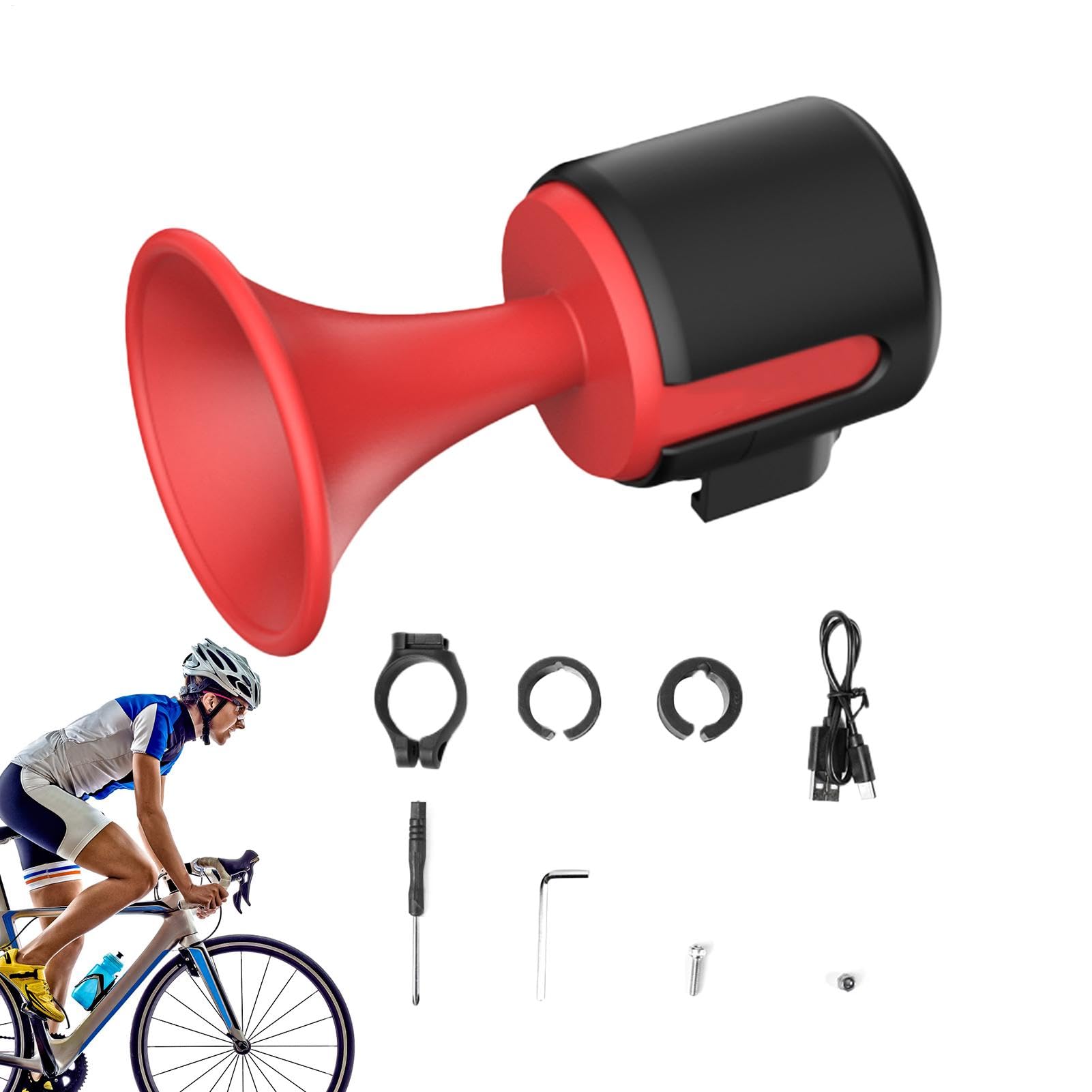 Loud Cycle Horn - IPX5 Rechargeable 120dB Electric Horn | 300mAh Battery Powered Cycle Bell | Classic Electric Horn | Riding Accessories for Outdoor Travel | Daily Life | Adventure