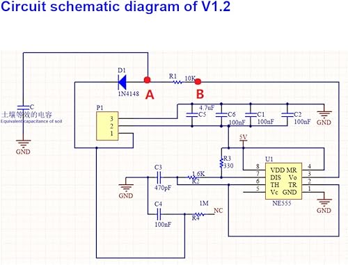Miniatura 5 de Módulo de sensor de humedad del suelo analógico capacitivo 3.3  5.5 V Sensores de detección de humedad resistentes a la corrosión DIY electrónicos