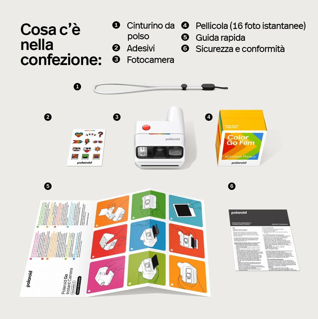 Polaroid - Bundle Instant Camera Go Gen 3 White + Go Color Film (16 Photos)