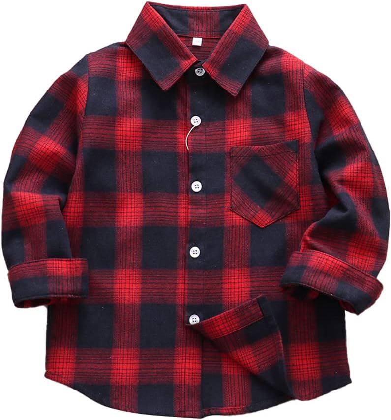 Men & Boy Button Down Shirt Kid Flannel Shirt Toddler Buffalo Plaid Shirt Boys Western Shirts Long Sleeve Father Son Shirt