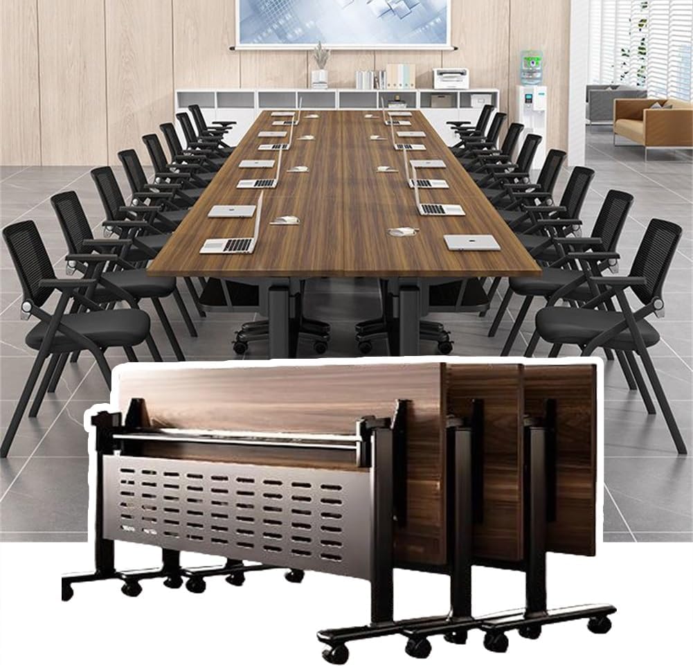 Conference Room Table,2-10 People Folding Modern White Flip Top Mobile Training Table,Flip Top Training Room Tables Save Space Design for 2 People Movable Computer Desk for Study Working(C,63x24x30in)