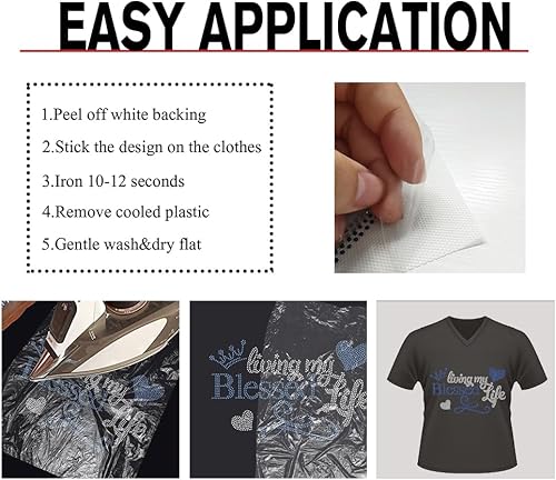 Miniatura 5 de NBEADS Living My Blessed Life - Adhesivo con diamantes de imitación brillantes, apliques para planchar con piedras preciosas para borde, diamantes