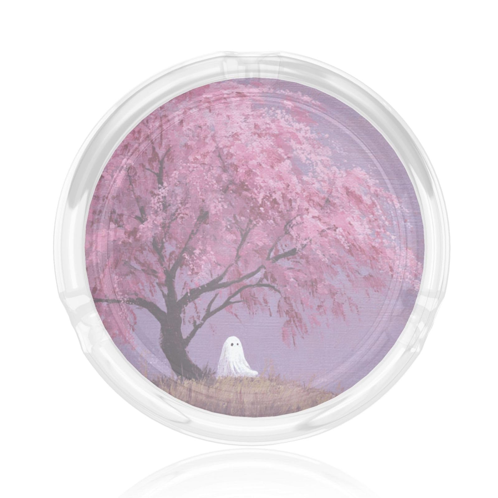 Ghost Sitting Under A Cherry Tree Glass Ashtray For Cigarettes Ash Trays Case For Home Office Decor