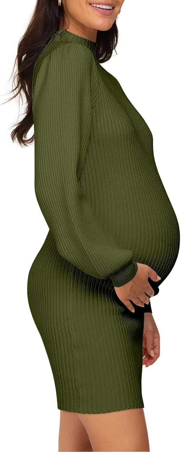 Lueluoye Maternity Sweater Dress Long Sleeve Baby Shower Photoshoot Dresses