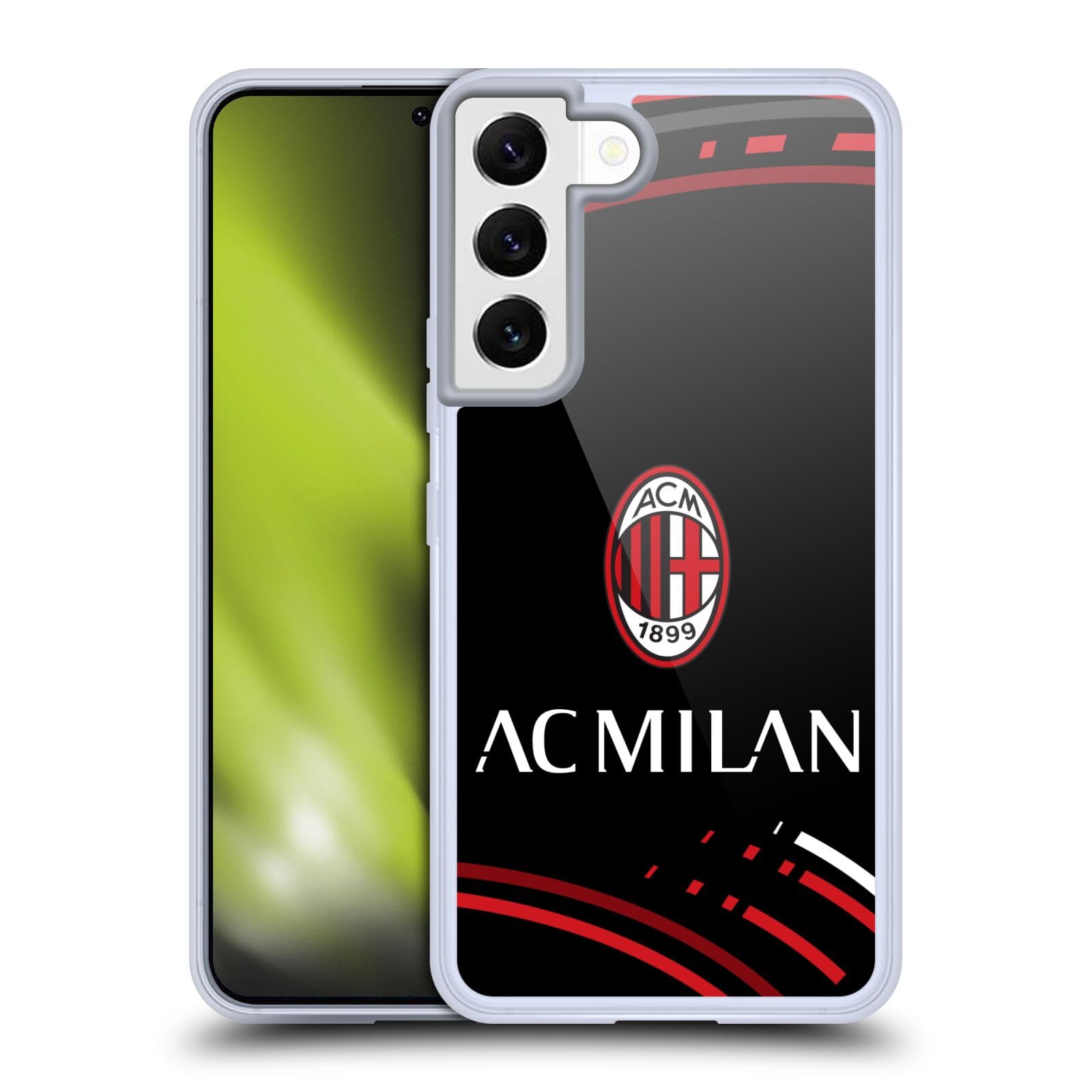 Head Case Designs Officially Licensed AC Milan Curved Crest Patterns Gel Case [Military Grade Protection] Compatible with Samsung Galaxy S22 5G and Compatible with MagSafe