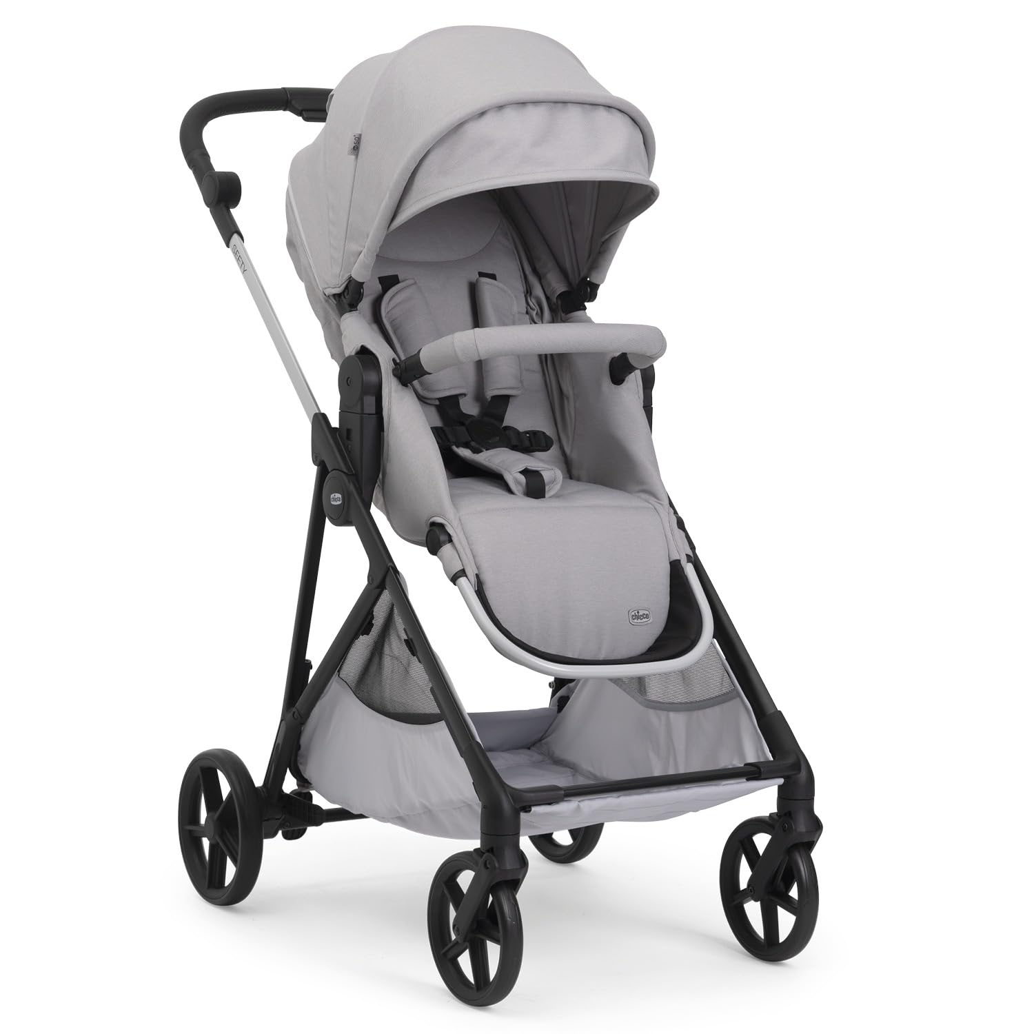 Chicco Passeggino Seety, Passeggino Leggero e Compatto Da 0 Mesi a 4 Anni, Portata Max 22kg, Passeggino Pieghevole, Schienale Reclinable, Chiusura Automatica in 1 Gesto, Capotte Parasole e Parapioggia
