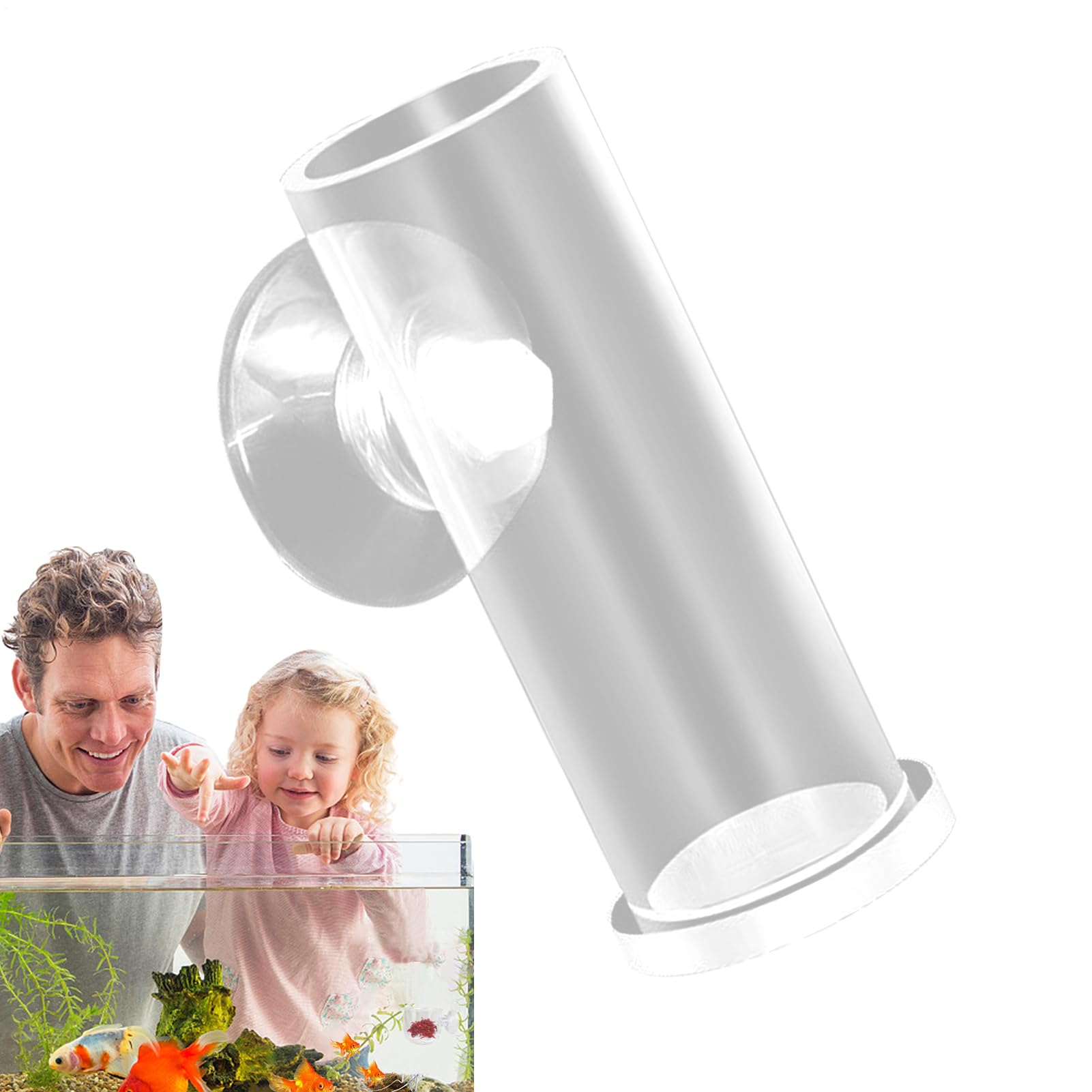 Acrylic Fish Food Feeder, Compact Sturdy Smooth Cylindrical Treat Dispenser Tube, 2.76x0.98x0.98 inches Portable Convenient Aquarium Feeding Tool for Large and Small Fish Tanks