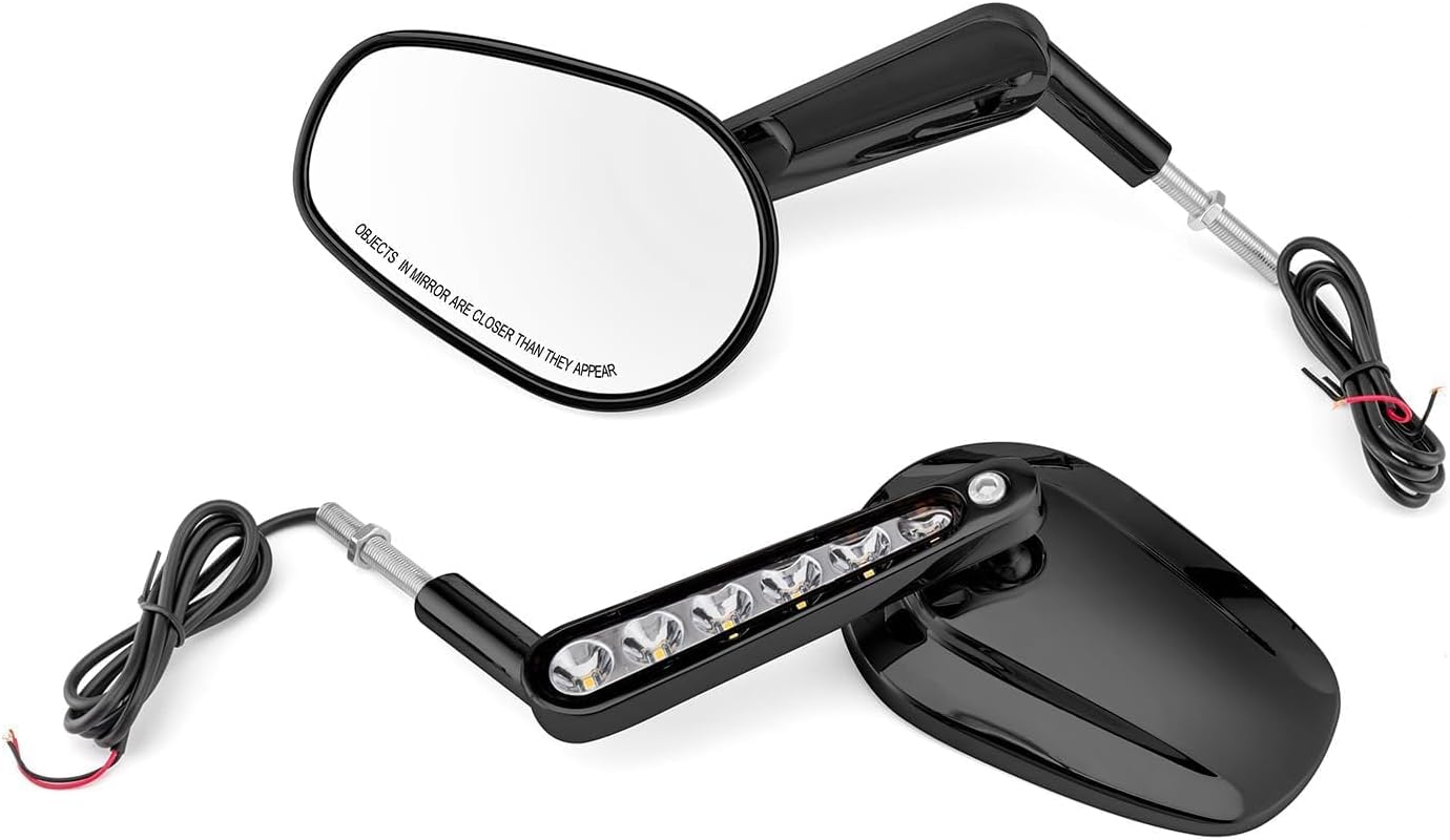 Mirrors Muscle Rear Mirror with LED Turn Signals Compatible with Harley Sportster Dyna Softail Touring Street Glide Road King Road Glide 1984-2024 Black